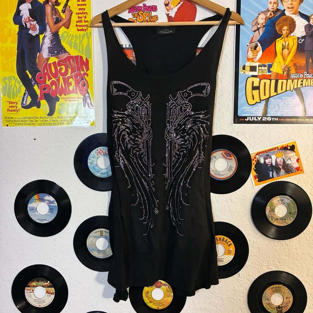Shelor Clothing Tank Top Size 1X Black Daytona Beach Bike Week 2015 Rhinestone
